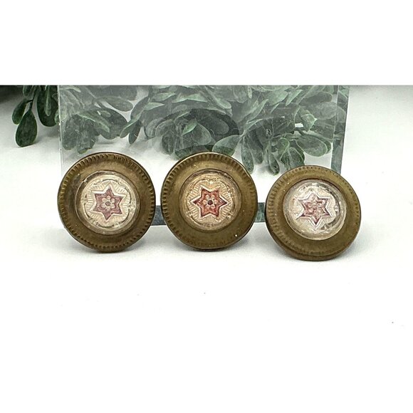 Vintage Brass and Resin Star Buttons Set Of 3 - Picture 6 of 6